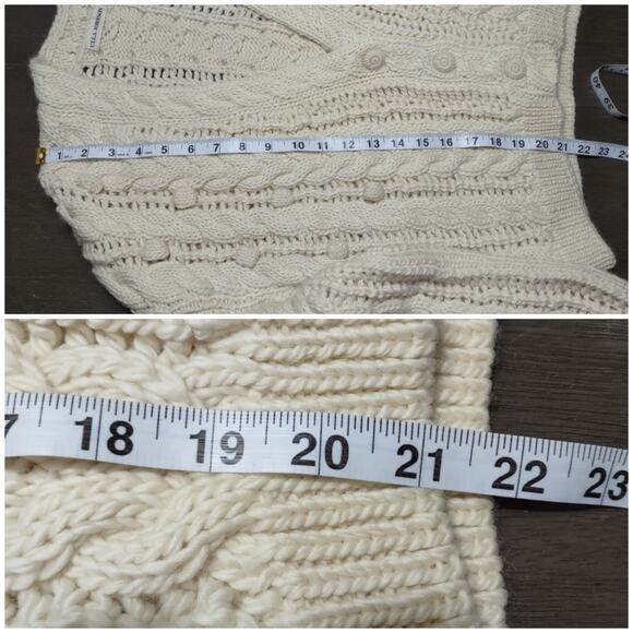 Ulla Johnson Lilo Cardigan Merino Wool Baby Llama Cable Sweater Creme Size Large - Picture 9 of 15